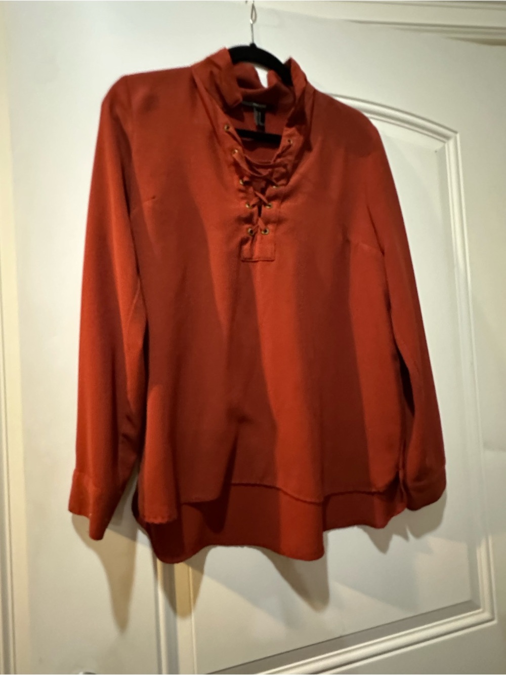 Forever 21 Rust Lace-Up V-Neck Tunic